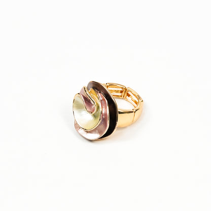 Aanura Pearl Swirl Statement Ring – Stainless Steel, Gold Plated