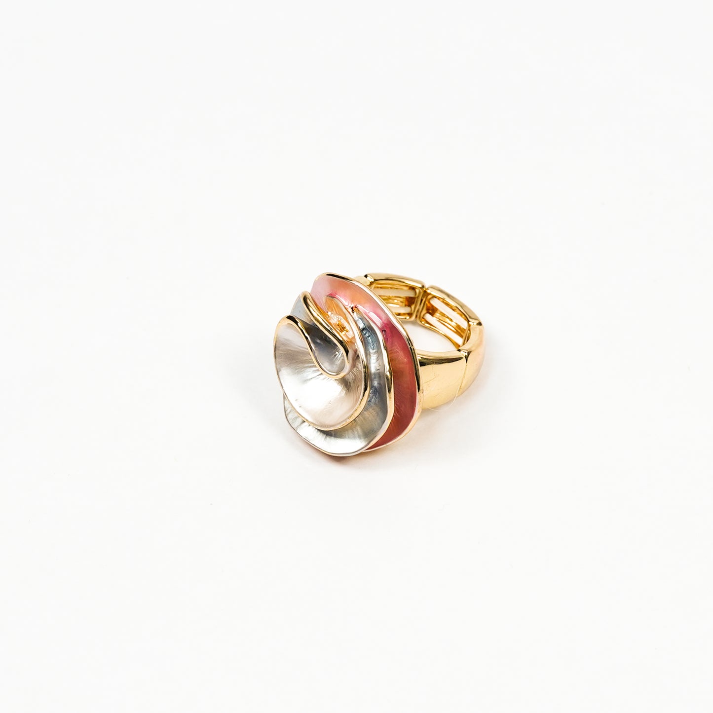 Aanura Pearl Swirl Statement Ring – Stainless Steel, Gold Plated