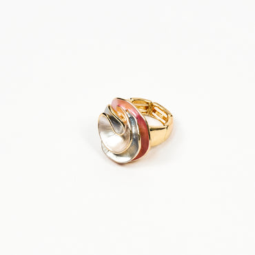 Aanura Pearl Swirl Statement Ring – Stainless Steel, Gold Plated