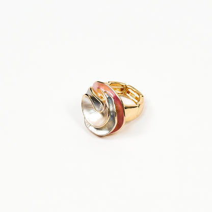 Aanura Pearl Swirl Statement Ring – Stainless Steel, Gold Plated