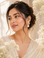 Aanura Floral Pearl Drop Earrings