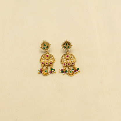 Aanura Royal Kundan Temple Pendant Choker Necklace Set