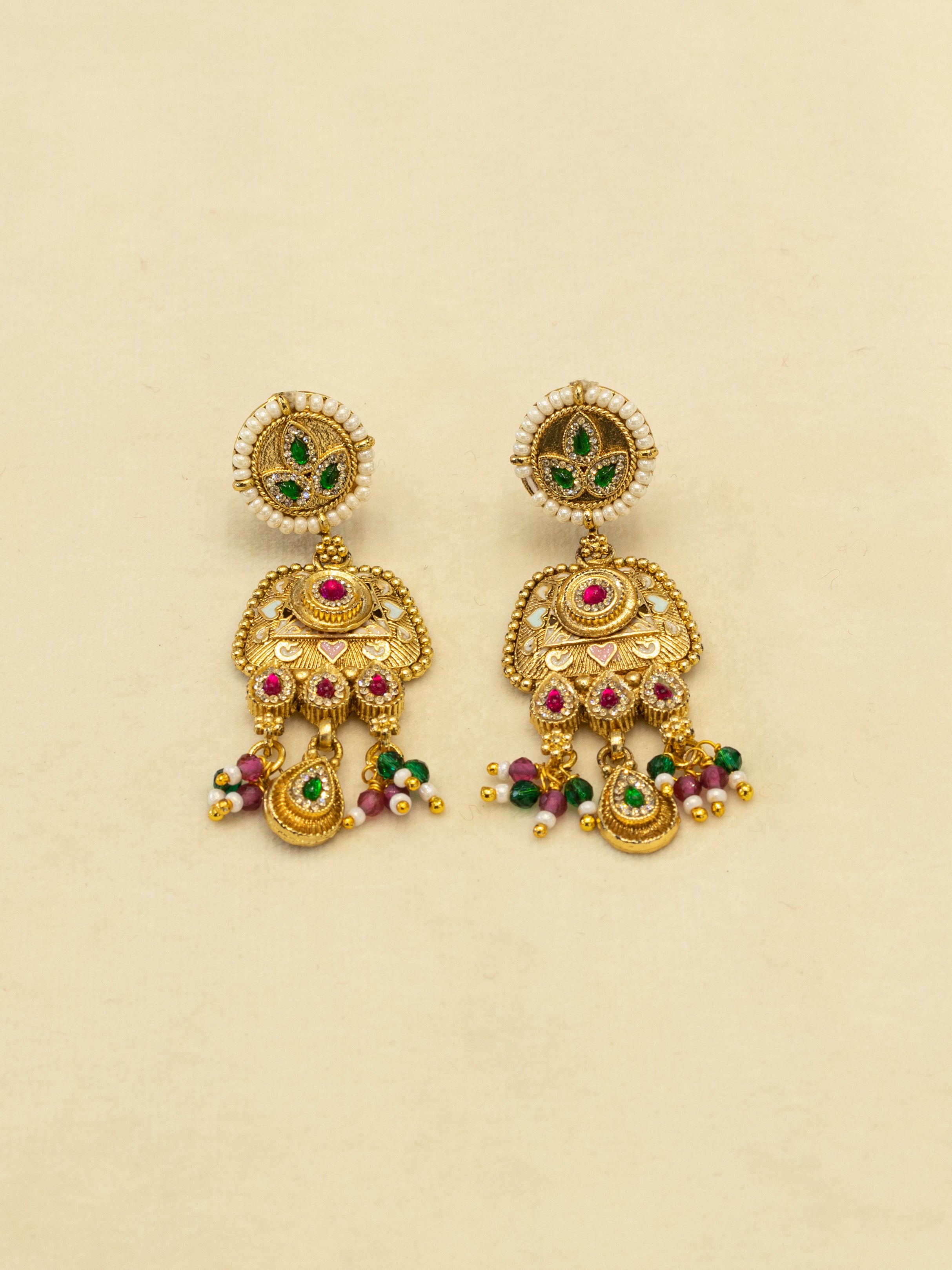 Aanura Royal Kundan Temple Pendant Choker Necklace Set