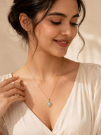18K Gold Plated White Flower Halo Crystal Necklace