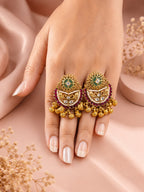 Aanura Gold-Plated Ruby Chandbali Ring