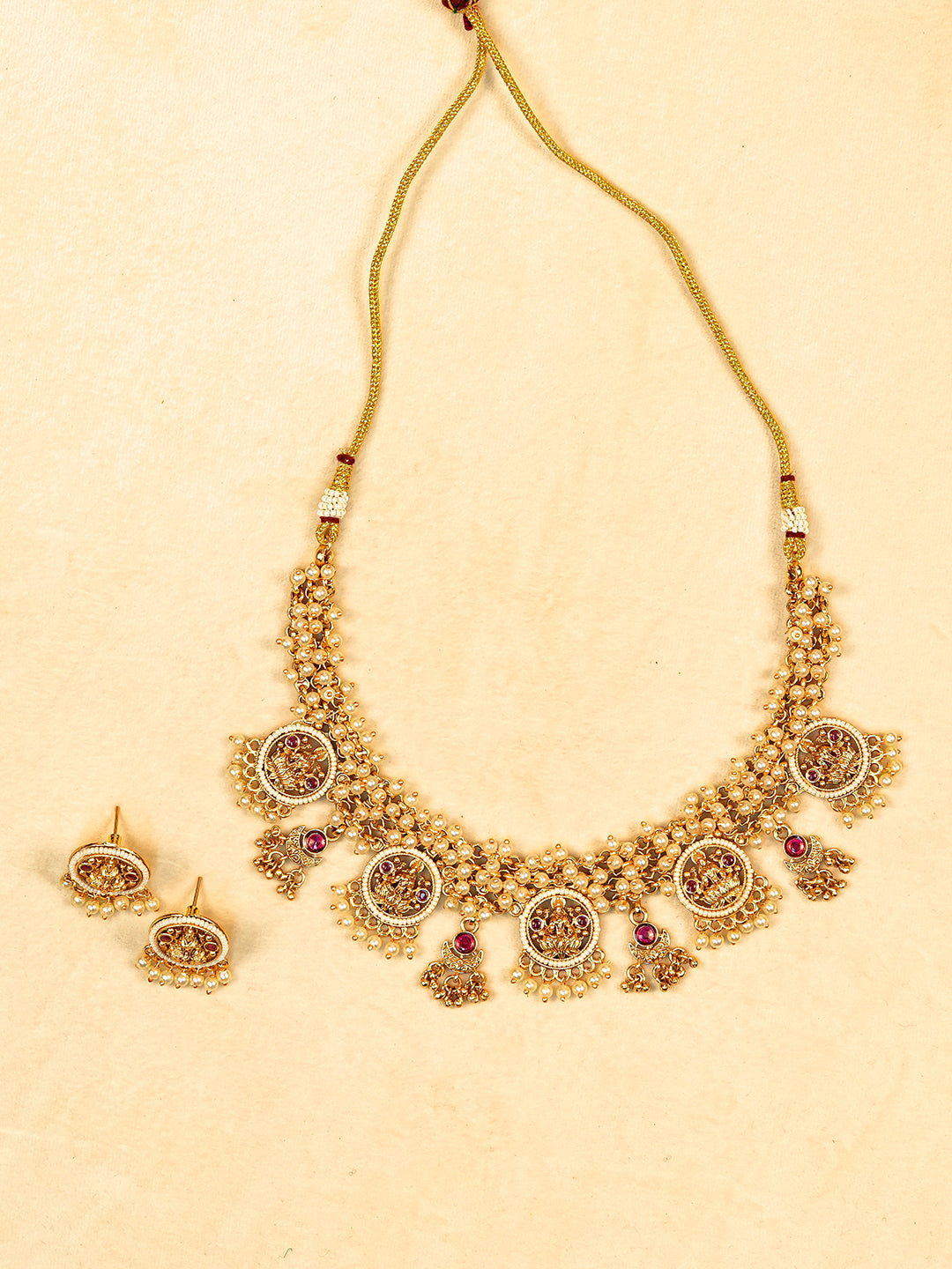 Aanura Traditional Necklace Set in Gold-Plated Finish