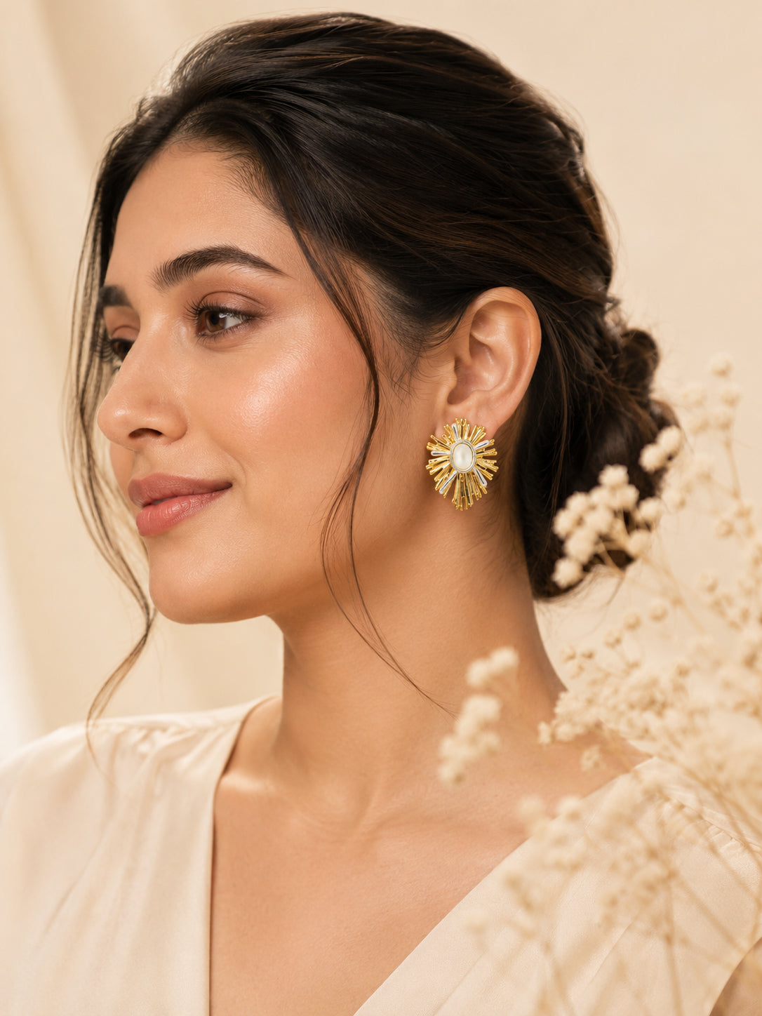 Aanura Radiant Sunburst Pearl Earrings