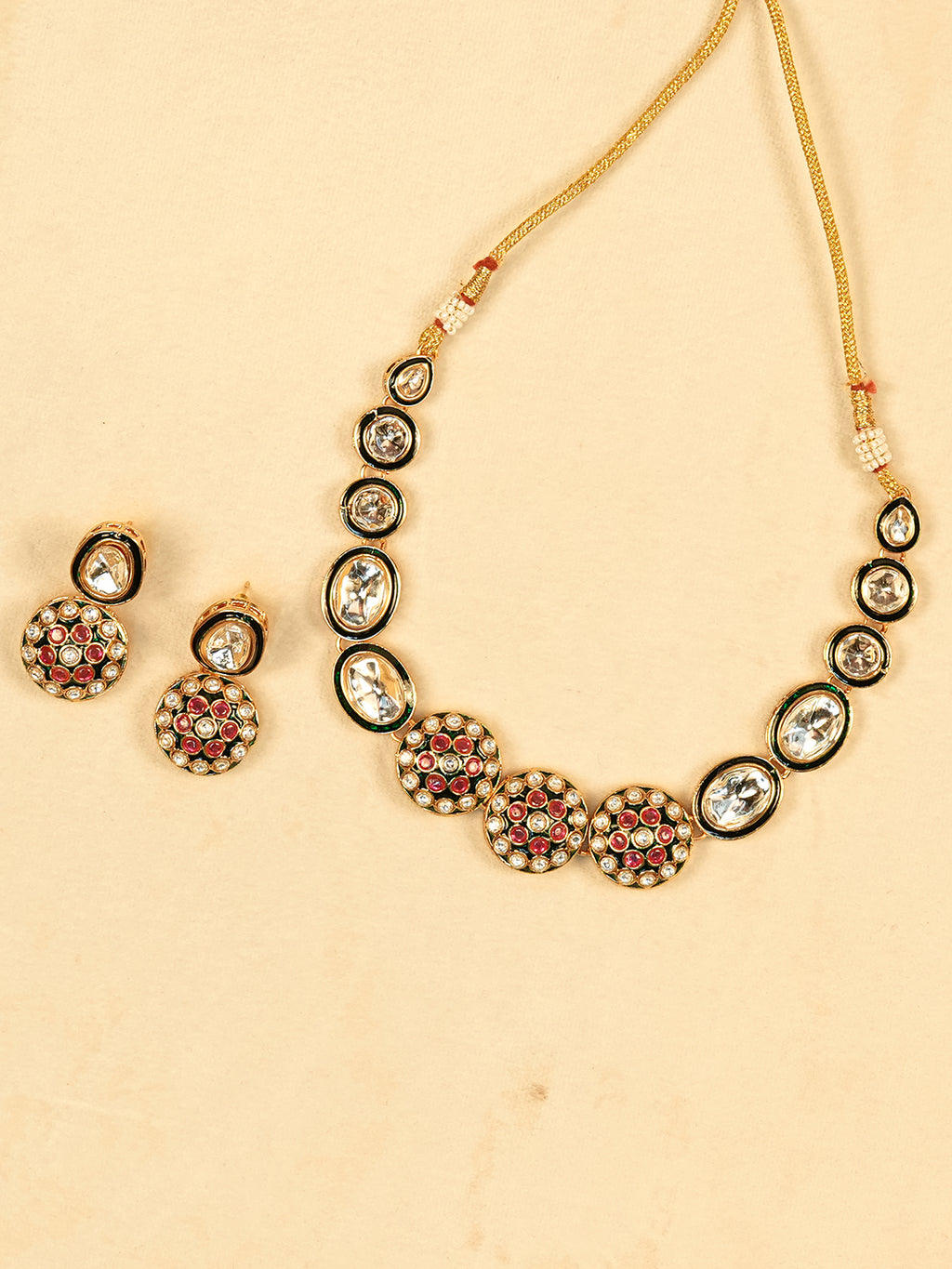 Aanura Gold Traditional Necklace & Earring Set