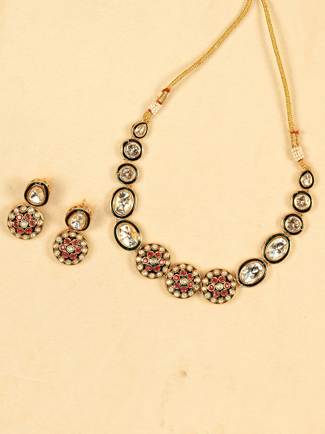 Aanura Gold Traditional Necklace & Earring Set