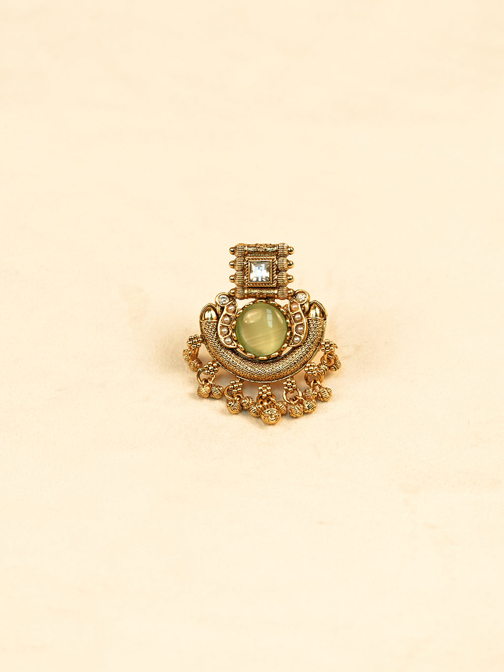 Aanura Ornate Crescent Adjustable Statement Ring