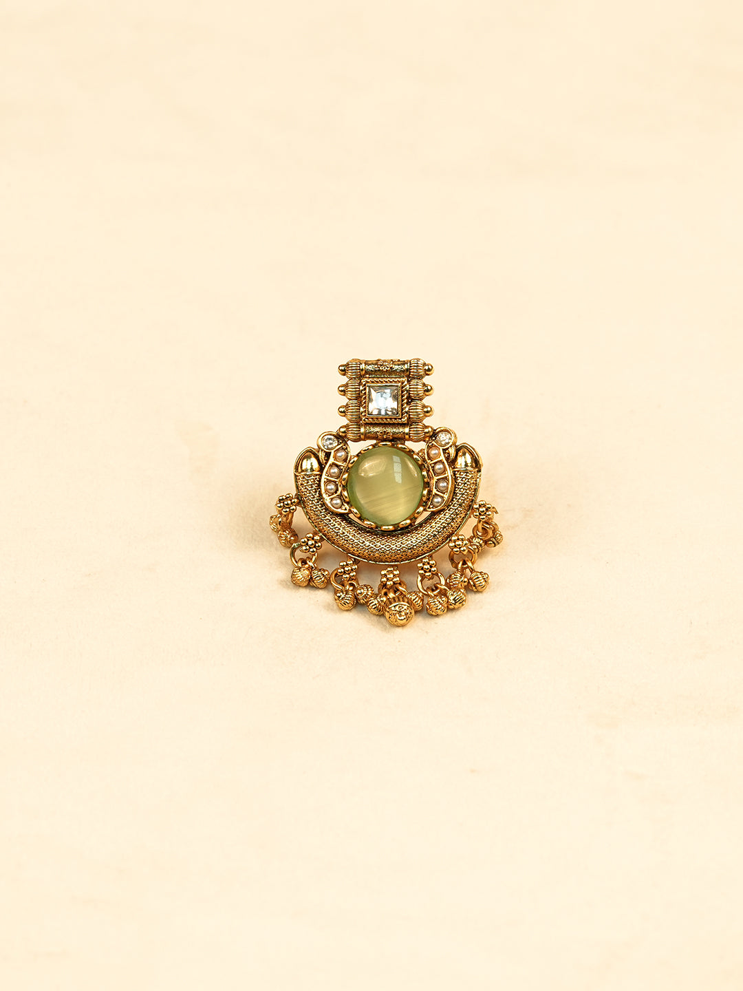 Aanura Ornate Crescent Adjustable Statement Ring