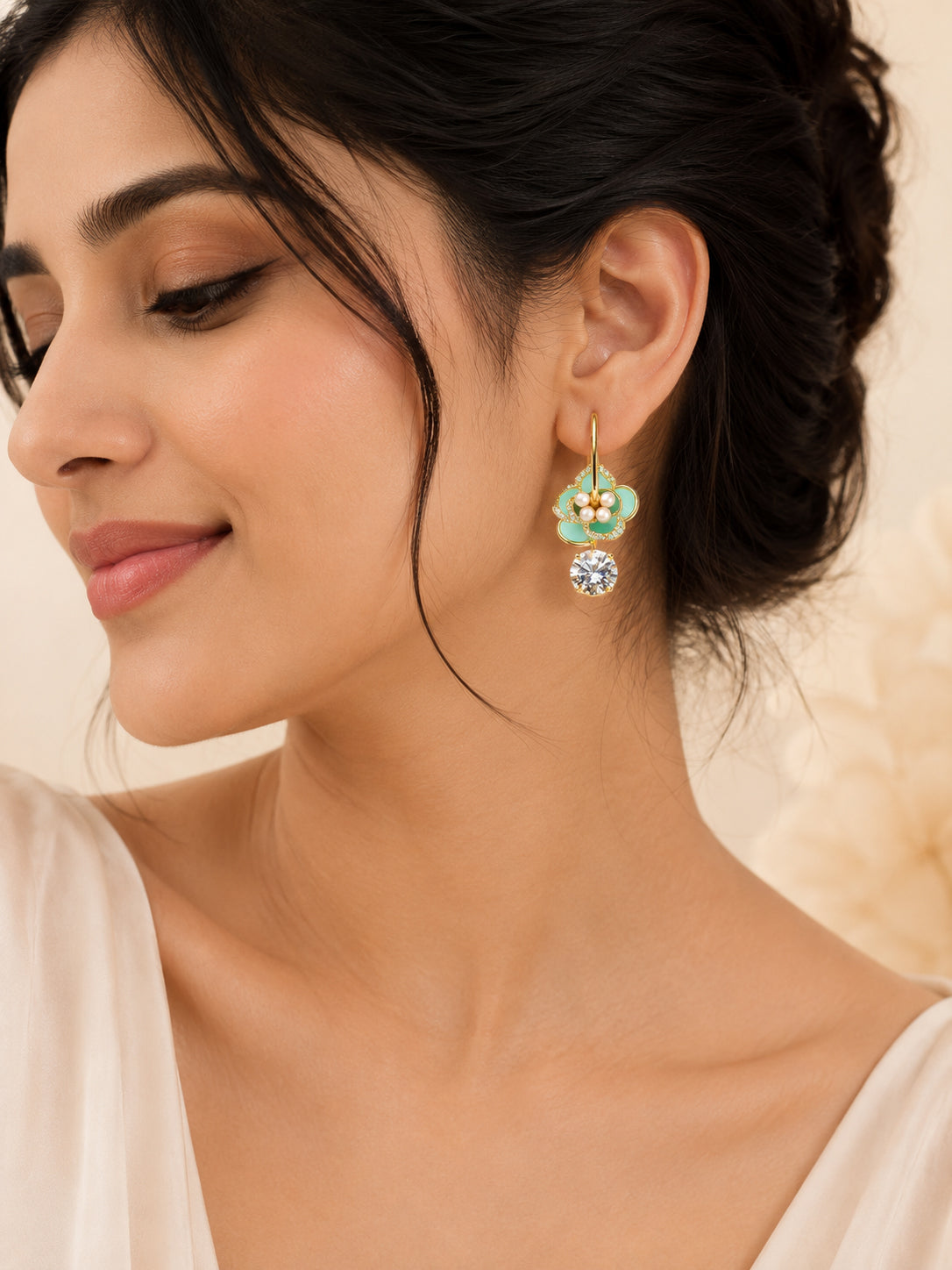 Aanura Aqua Blossom Pearl Earrings