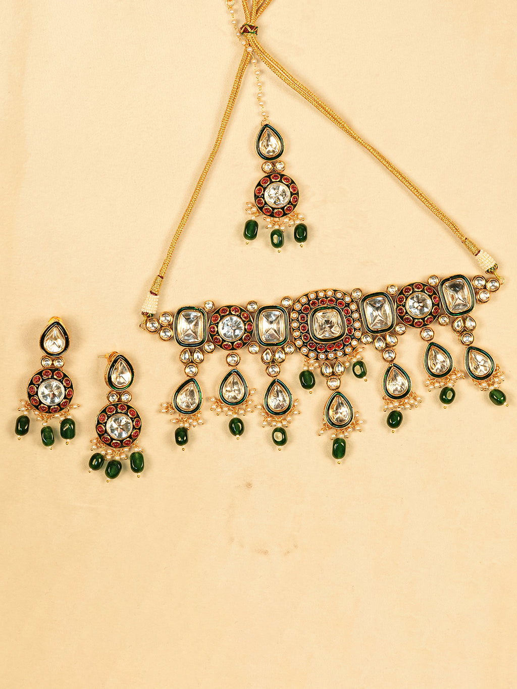 Aanura Gold Plated Traditional Necklace & Earring Set