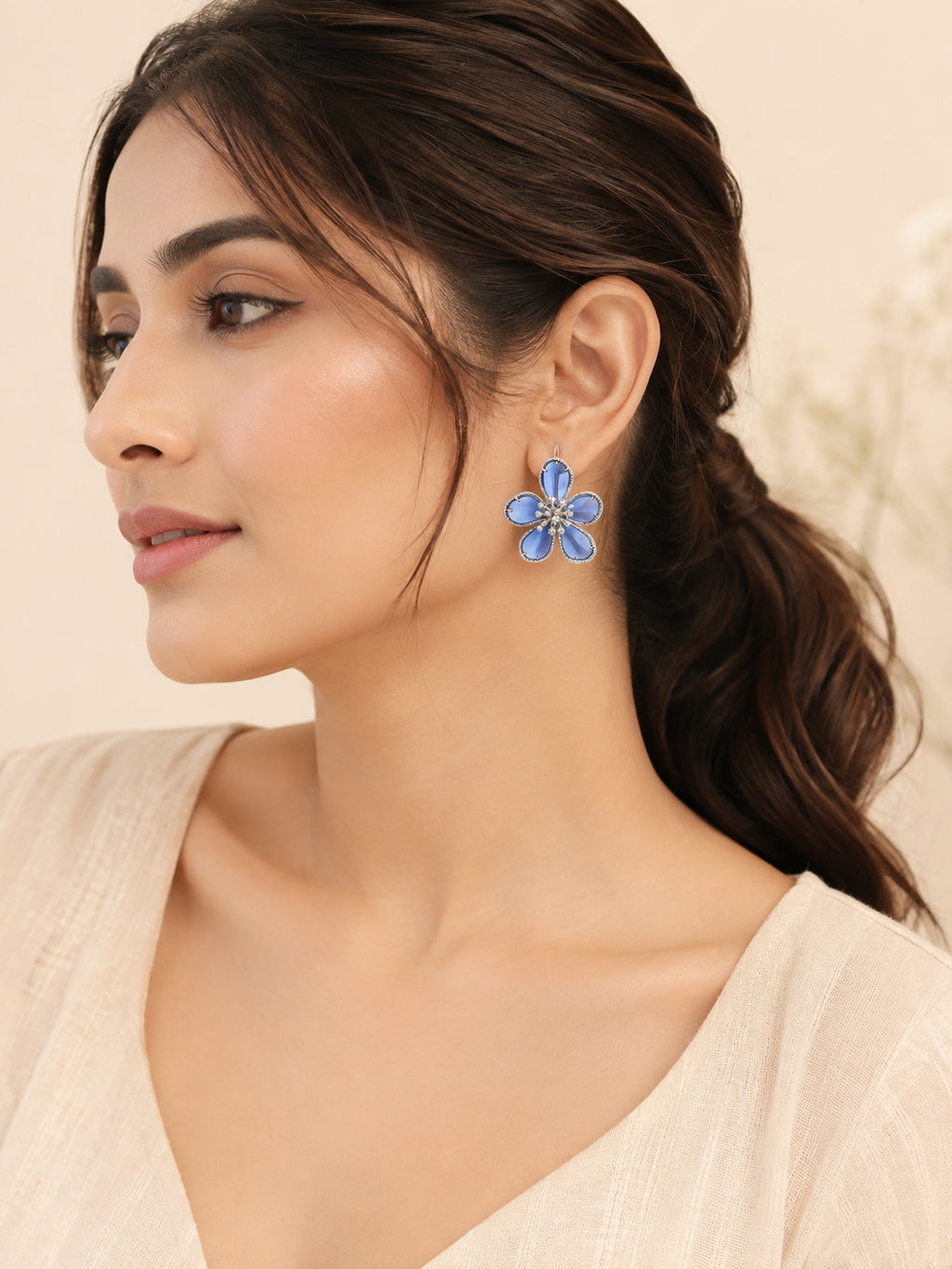 Aanura Turquoise Blossom Crystal Earring