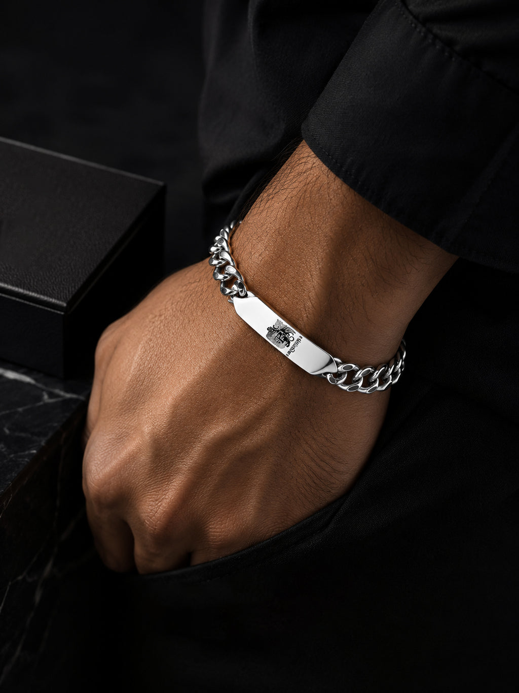 Rhodium Plating Anti Tarnish waterproof ID Plate Band