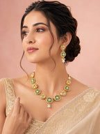 Aanura Circular Kundan Ruby Drop Necklace Set