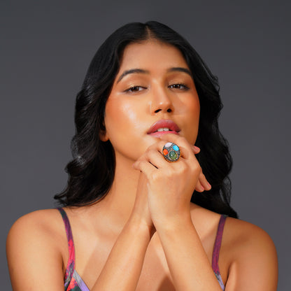 Aanura Gold Stainless Steel Multi-Stone Statement Ring