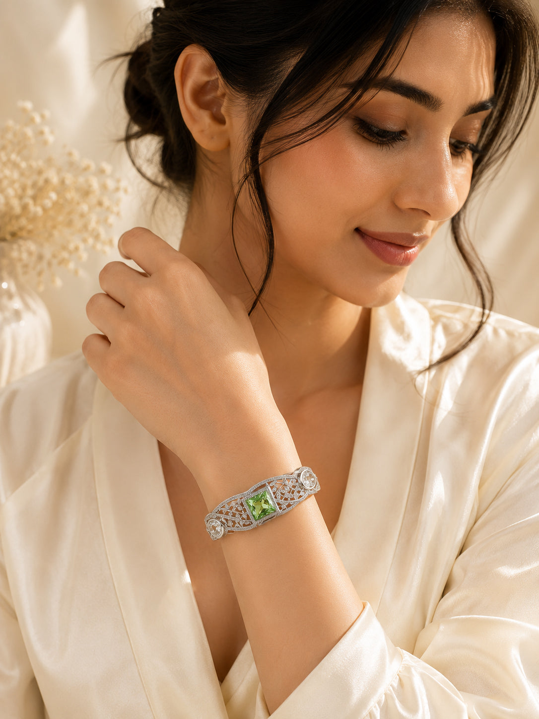Aanura Emerald Grace Silver Bracelet