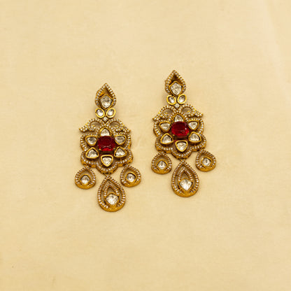 Aanura Bridal Emerald Kundan Necklace with Tikka Set