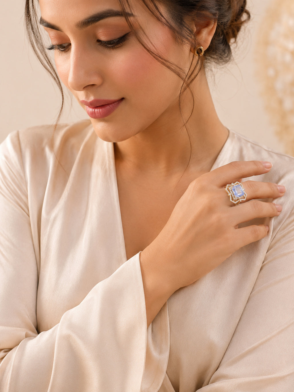 18K Gold Plated Pink Geometric Anti-Tarnish Waterproof Ring