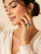 Rhodium Plated Emerald Pavé Anti-Tarnish Waterproof Ring