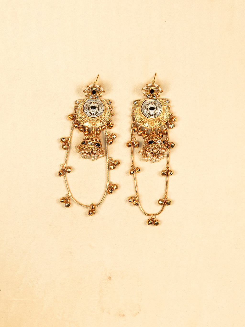 Aanura Gold Plated Temple Statement Earrings