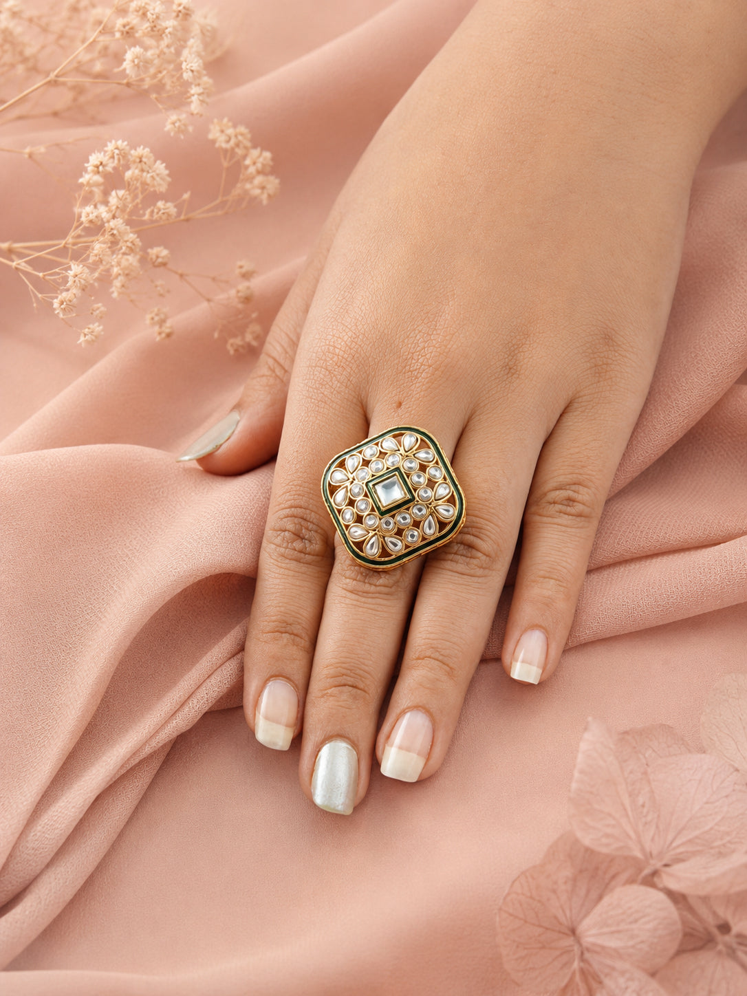 Aanura Ornate Square Adjustable Statement Ring