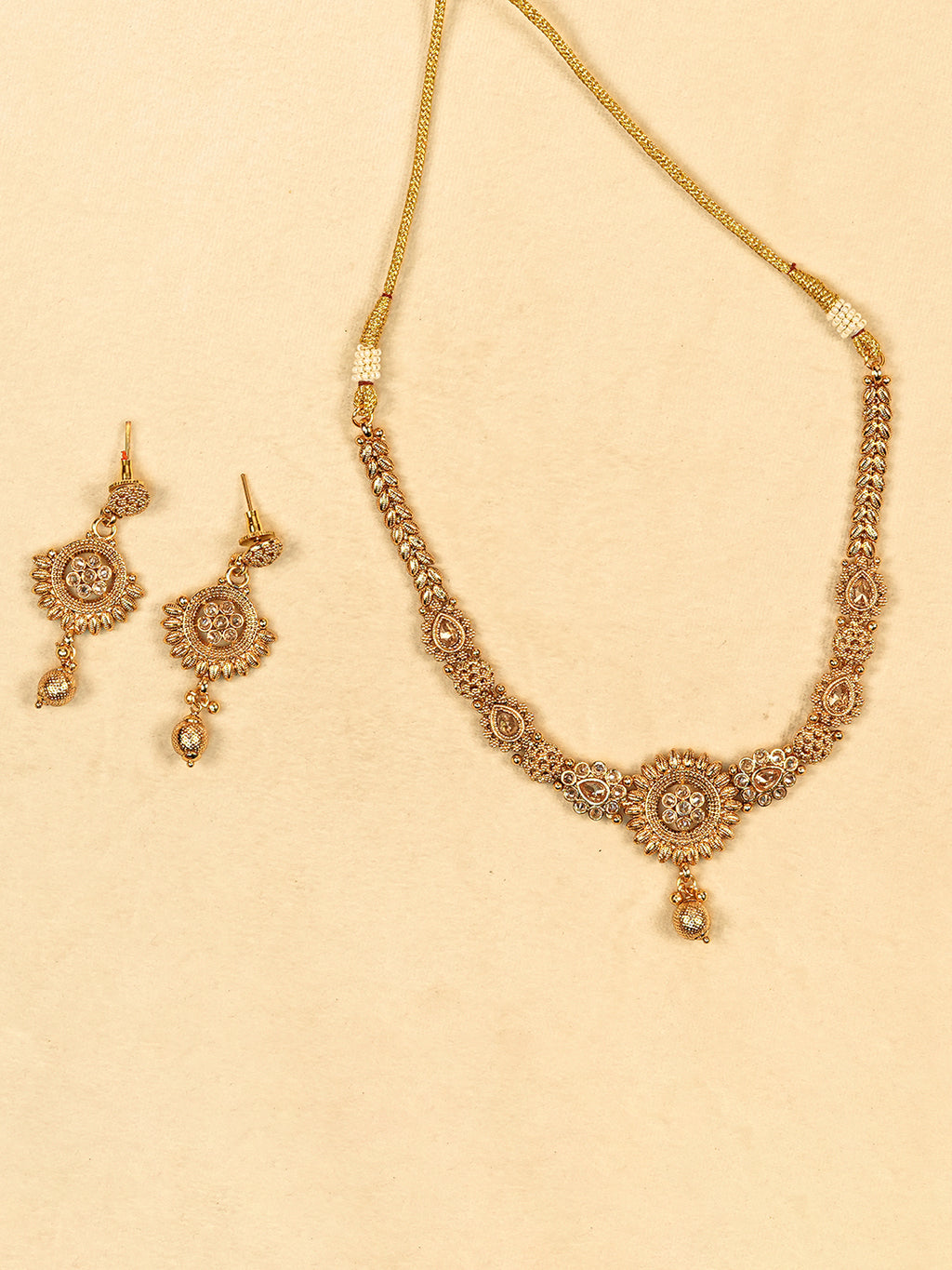 Aanura Gold Plated Sunburst Necklace Set