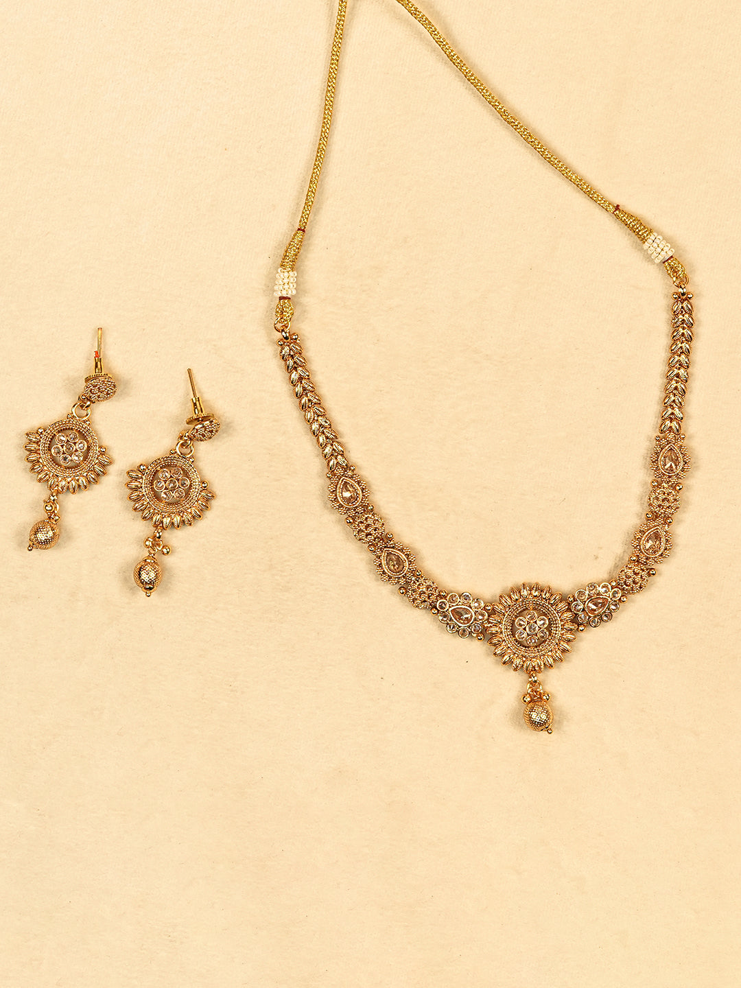 Aanura Gold Plated Sunburst Necklace Set