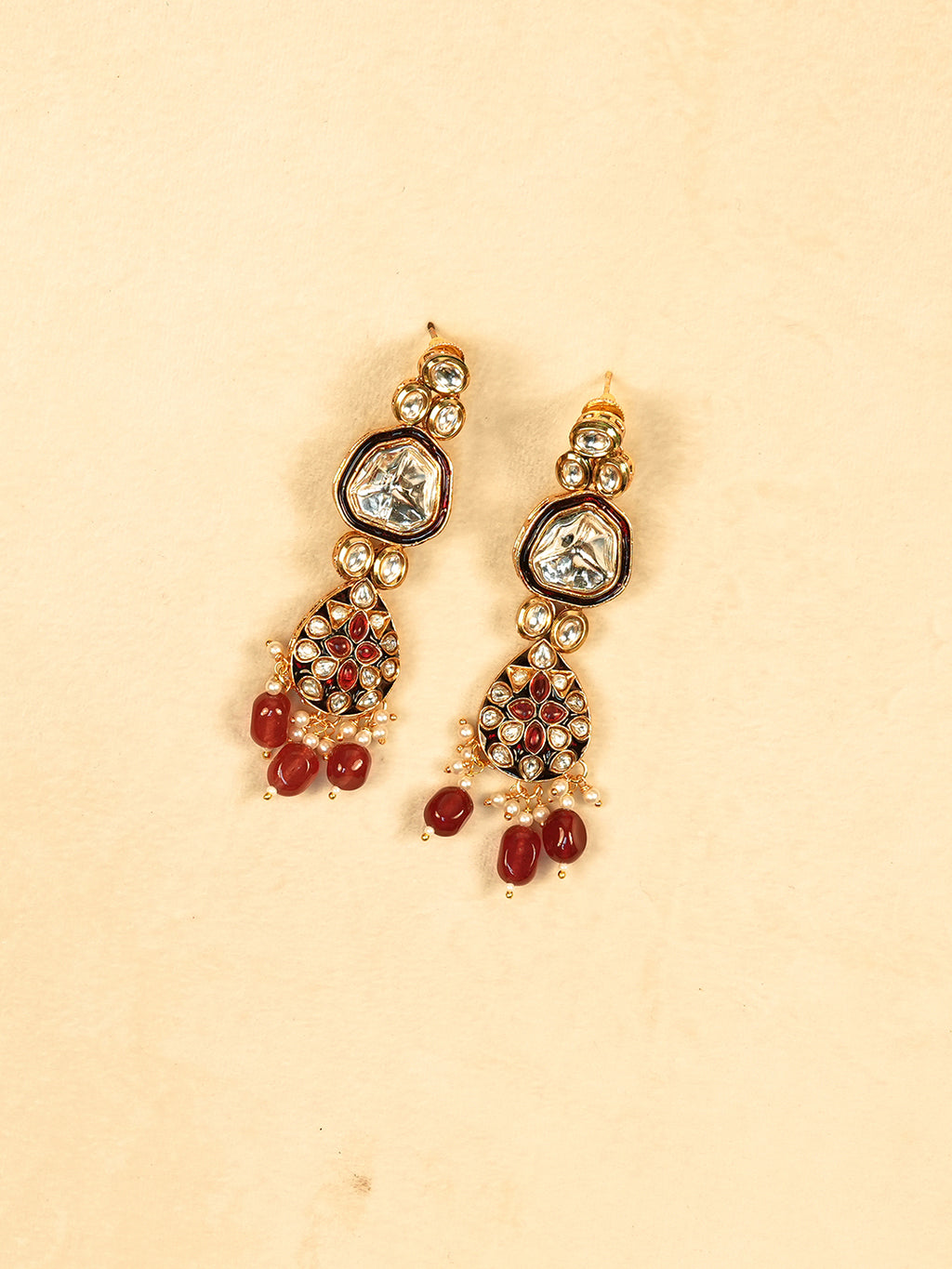 Aanura Gold Traditional Necklace Set With Earrings