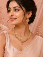 Aanura Gold Plated Sunburst Necklace Set