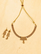 Aanura Gold Plated Layered Necklace & Earring Set