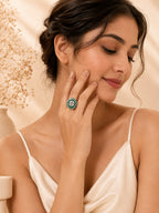 Rhodium Plated Emerald Band Anti-Tarnish Waterproof Ring