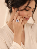 Rhodium Plated Multi Crystal Anti-Tarnish Waterproof Ring