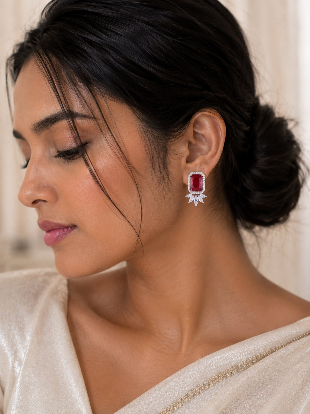 Aanura Yellow Cushion-Cut CZ Cluster Earrings