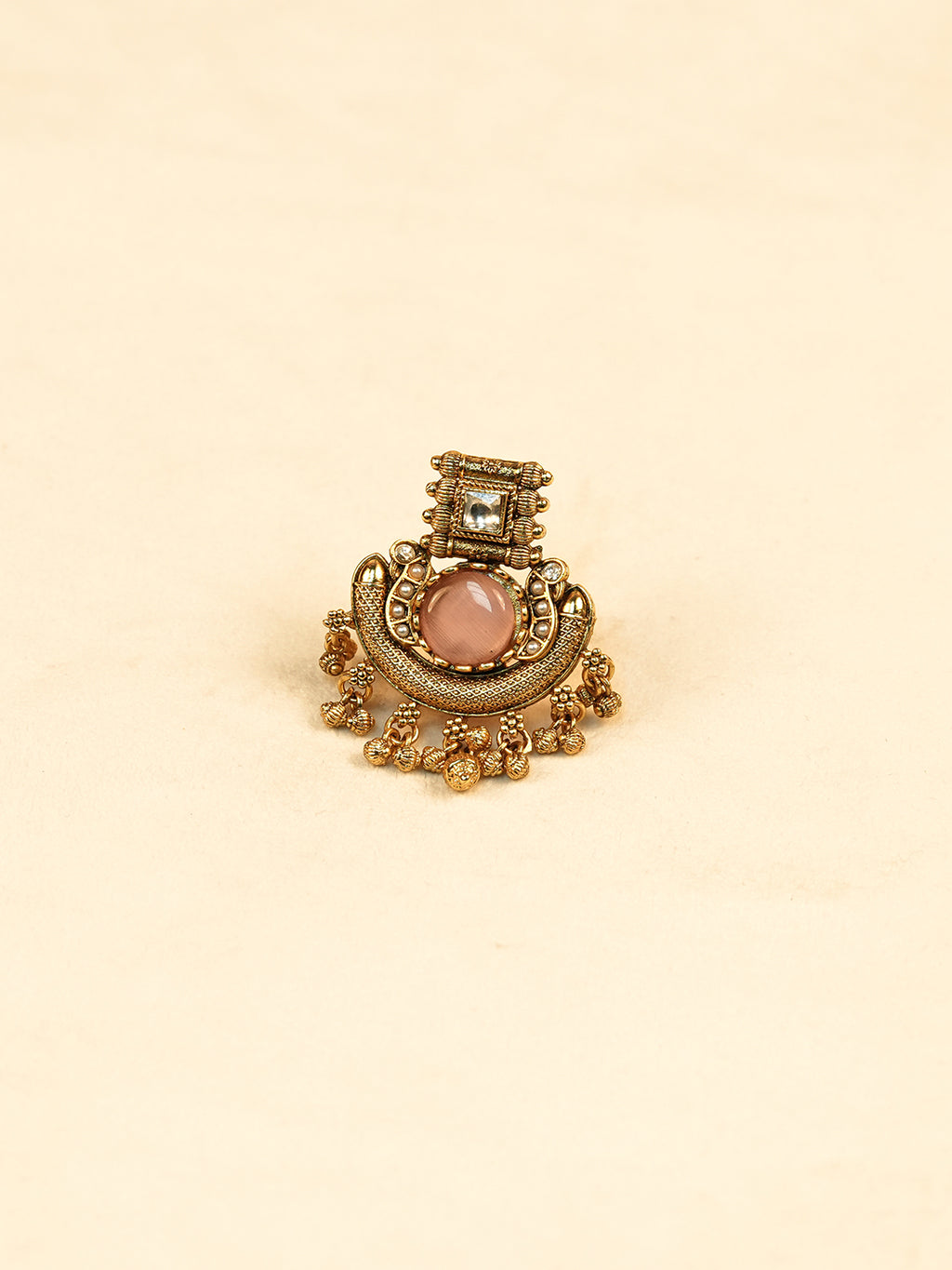 Aanura Ornate Crescent Adjustable Statement Ring