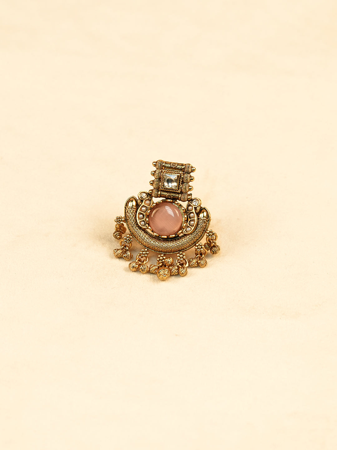 Aanura Ornate Crescent Adjustable Statement Ring