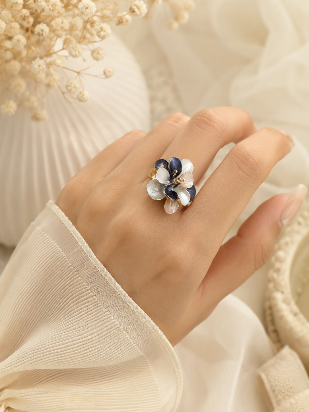 18K Gold Plated Flower Anti-Tarnish Waterproof Ring