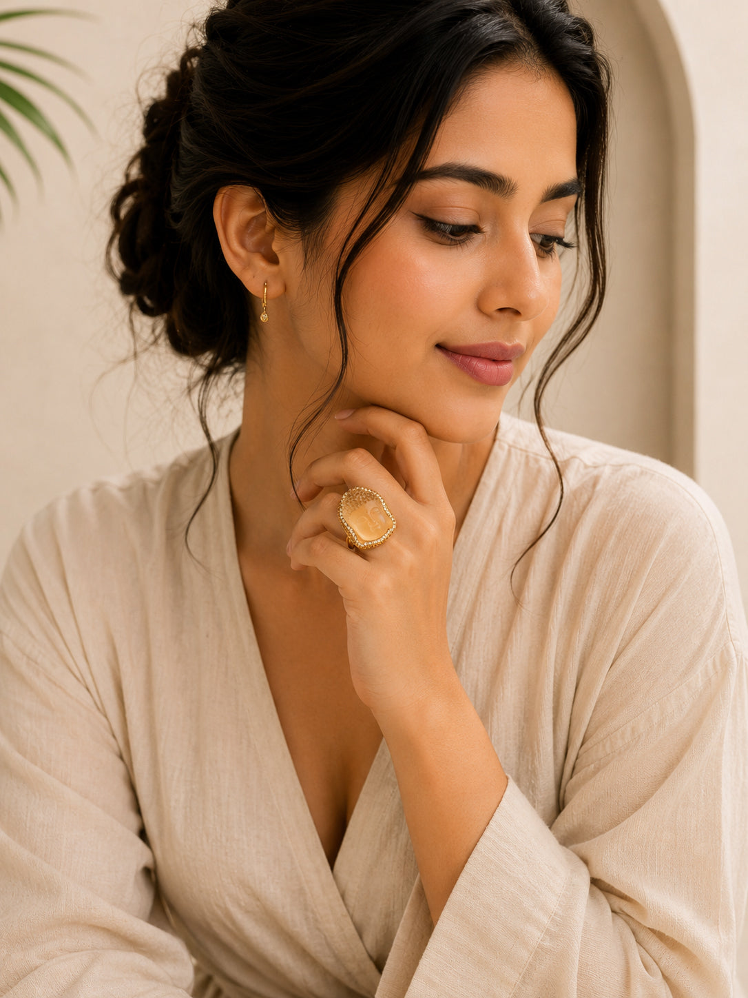Aanura Gold Stainless Steel Statement Dome Ring