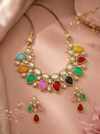 Aanura Grand Red Bridal Necklace with Kundan Embellishments