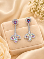 Aanura Iridescent & CZ Floral Dangle Earrings