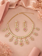 Aanura Peacock Green Kundan Necklace & Earrings Set