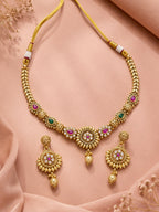 Aanura Gold Plated Sunburst Necklace Set