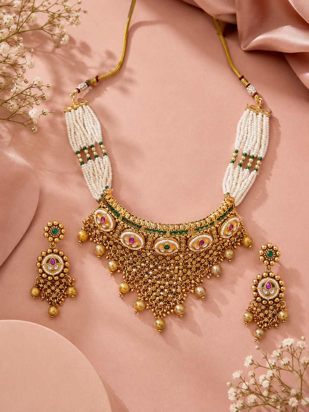 Aanura Gold Plated Heritage Necklace Set