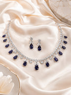 Aanura Purple Teardrop Crystal Necklace Set with Earrings
