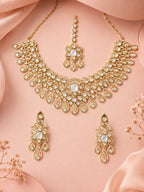 Aanura Bridal Emerald Kundan Necklace with Tikka Set