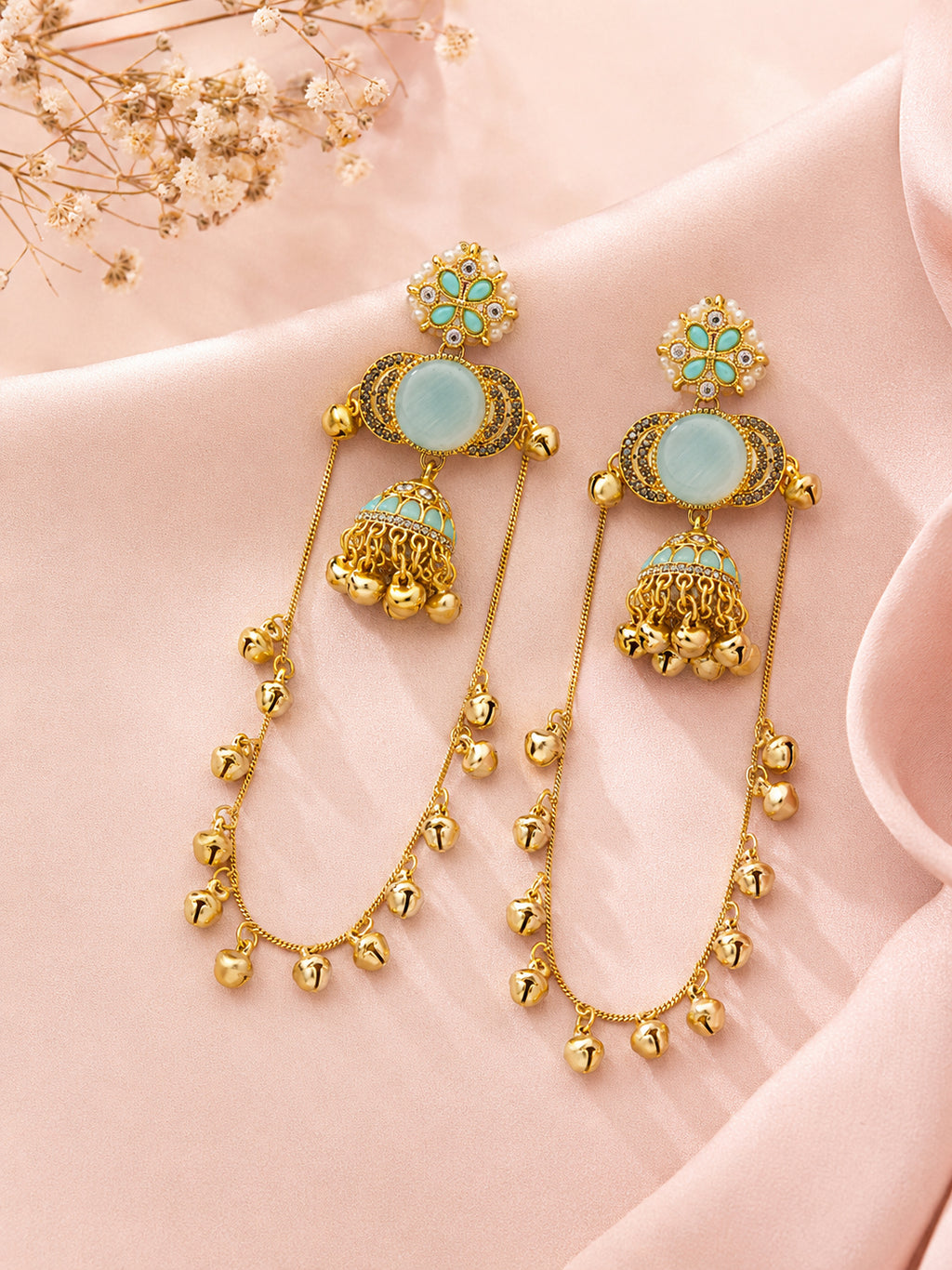 Aanura Gold Plated Stone Earrings with Brass