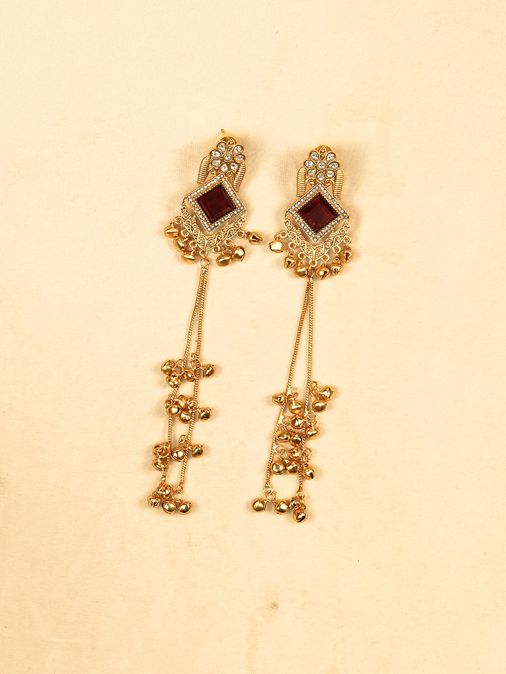 Aanura Gold Plated Royal Drop Jhumka Earrings