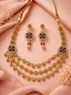 Aanura Gold-Plated Layered Necklace & Earrings Set