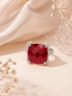 Rhodium Plated Purple Pavé Anti-Tarnish Waterproof Ring